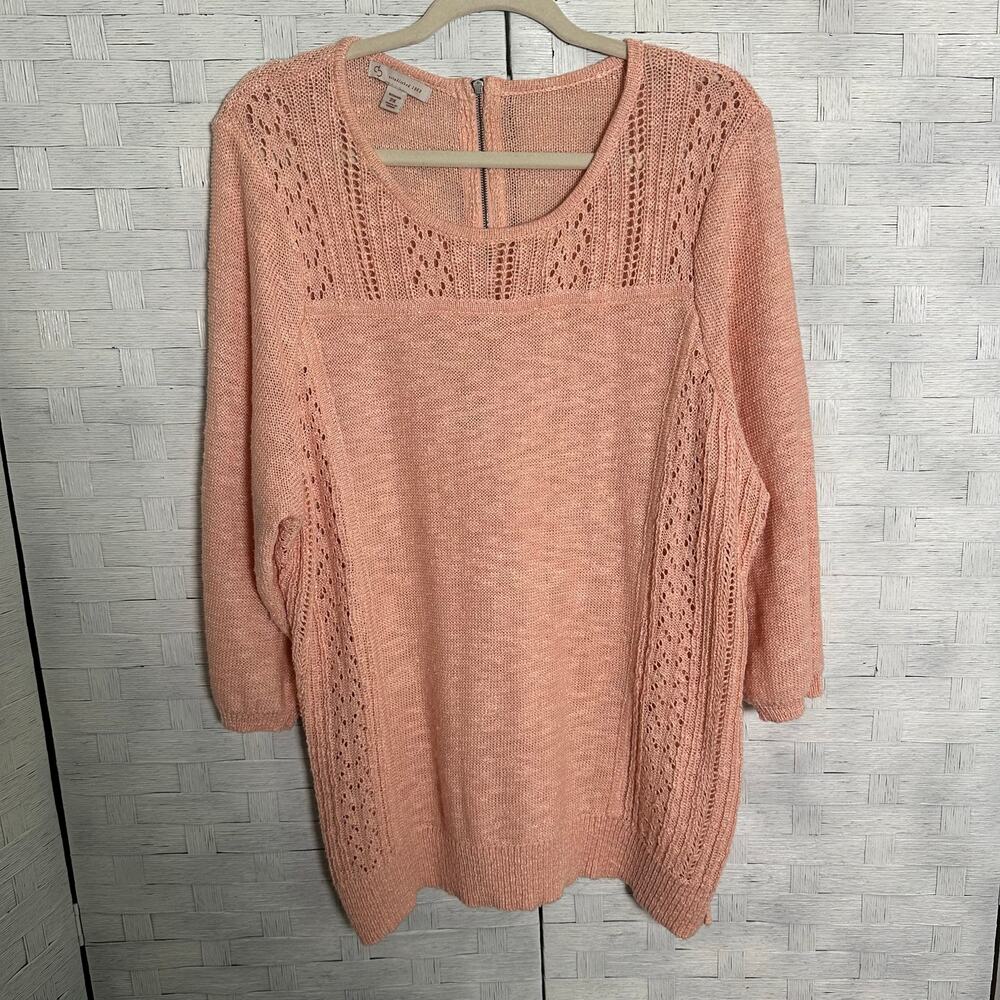 Cb established 1962 women's lightweight sweater‎ peach balloon,sleeves plus size